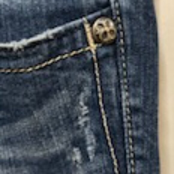 RARE MISS ME JEANS; LOW RISE  BOOTCUT EMBELLISHED SEQUIN SPLIT  WINGS  POCKETS - Picture 10 of 16